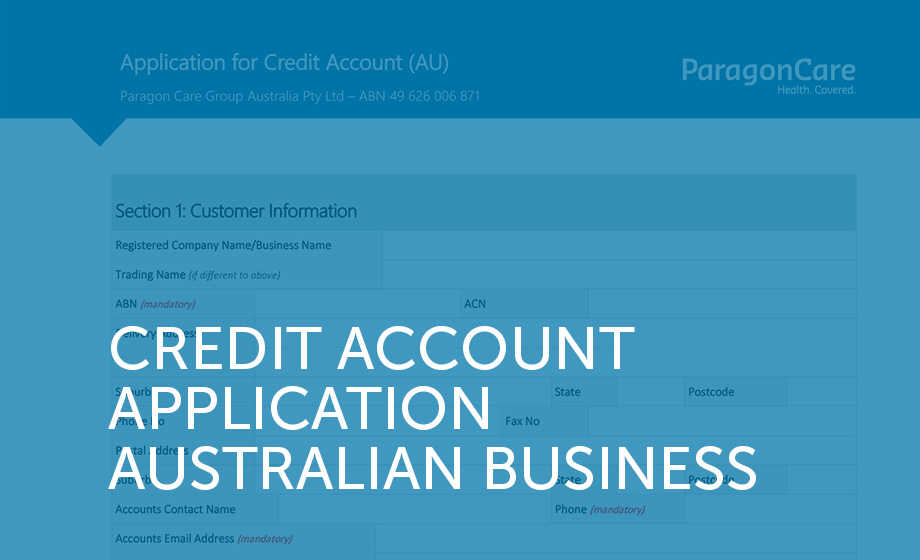 Credit Account Application - Paragon Care (AU)