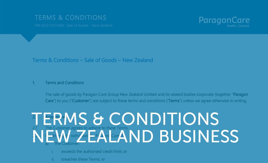 Terms & Conditions - Paragon Care, NZ Business (v2.01)
